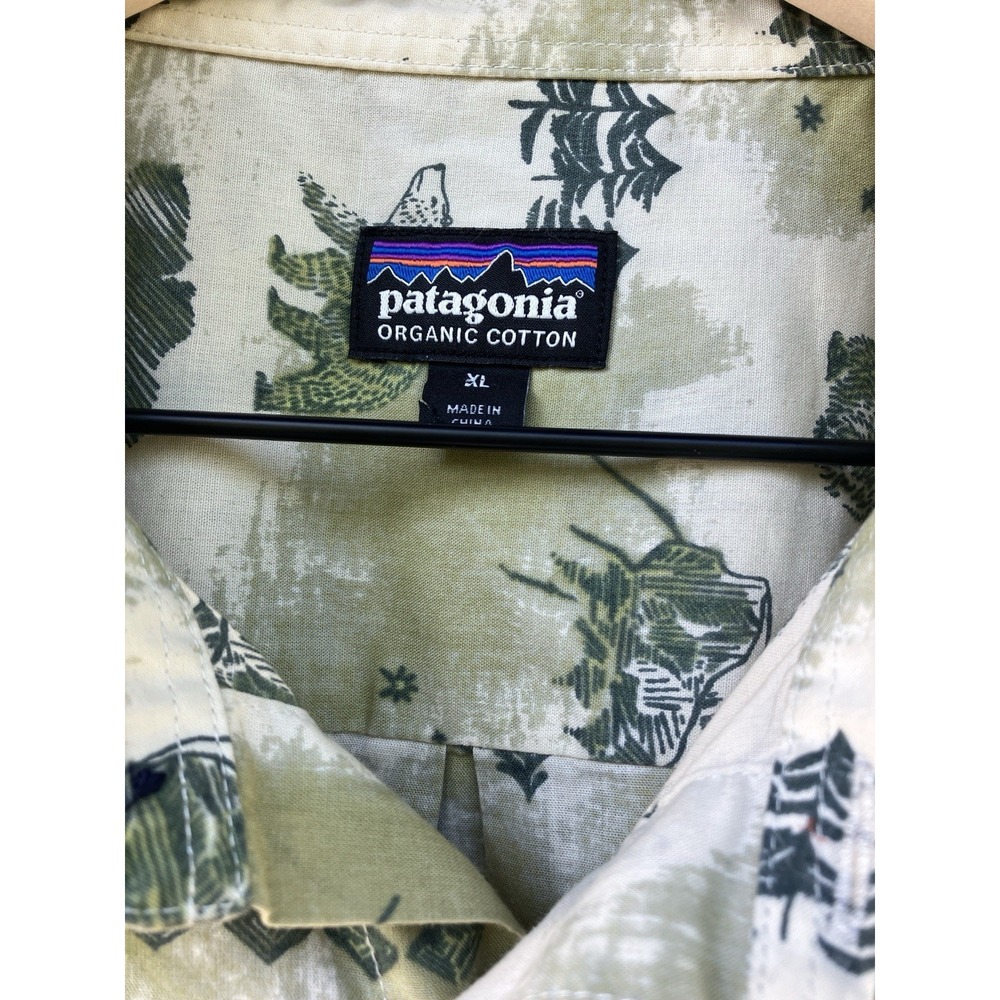 Patagonia Go-To Shirt XL Green Bear Mountain Moon Forest Organic Cotton 52691 - Picture 2 of 9